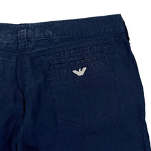 Load image into Gallery viewer, Early 00's ARMANI JEANS AJ Classic Navy Bue 100% Linen Wide Leg Trousers