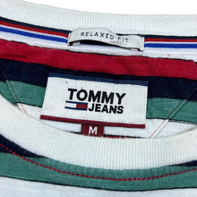 Load image into Gallery viewer, TOMMY JEANS Tommy Hilfiger Embroidered Mini Logo Multi Striped Short Sleeve Cotton T-Shirt