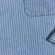 Load image into Gallery viewer, Vintage LEE Union Made Blue Striped 1/4 Zip Cotton Long Sleeve Shirt