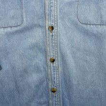 Load image into Gallery viewer, Vintage Cowboy Western Lace Panel Blue Denim Long Sleeve Shirt