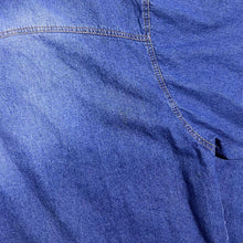 Load image into Gallery viewer, Vintage Stockerpoint Cowboy Western Blue Denim Brown Leather Panel Popper Long Sleeve Shirt