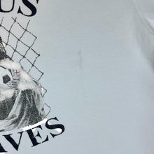 Load image into Gallery viewer, FRENCH CONNECTION "Jesus Saves" Jesus Novelty Football Graphic Ringer T-Shirt