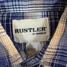 Load image into Gallery viewer, Vintage Rustler By Wrangler Cowboy Western Plaid Check Popper Long Sleeve Shirt