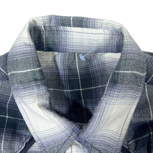 Load image into Gallery viewer, Vintage Cowboy Western Black White Grey Plaid Check Popper Cotton Long Sleeve Shirt
