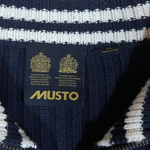 Load image into Gallery viewer, MUSTO Mini Logo Striped Collar Heavy Knit Ribbed Cotton Zip Sweater Jumper