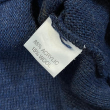 Load image into Gallery viewer, Vintage FOUR SEASONS Grandad Patterned Wool Acrylic Knit Navy Blue V-Neck Sweater Jumper