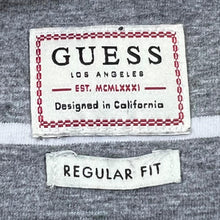 Load image into Gallery viewer, GUESS Classic Embroidered Big Logo Spellout Striped Short Sleeve Cotton T-Shirt