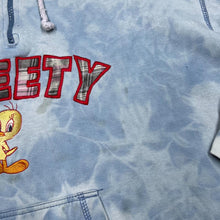 Load image into Gallery viewer, Vintage Freeze (2001) TWEETY Looney Tunes Embroidered Checked Spellout Tie Dye 1/4 Zip Pullover Hoodie