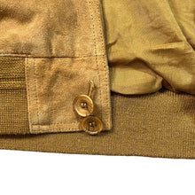 Load image into Gallery viewer, Vintage 90's MADE IN INDIA Genuine Real Tan Suede Leather Button Bomber Jacket