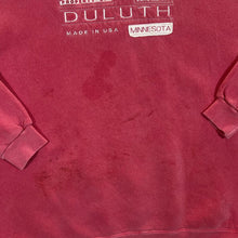 Load image into Gallery viewer, Vintage PROPERTY OF DULUTH "Minnesota" Embroidered Souvenir Spellout Red Sweatshirt