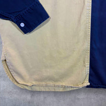 Load image into Gallery viewer, Vintage William Ellis Navy Blue Yellow Colour Block Long Sleeve Cotton Deck Shirt