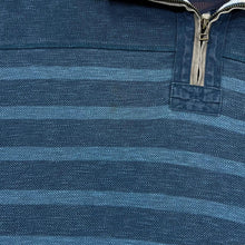 Load image into Gallery viewer, MANTARAY Classic Blue Striped Heavy Cotton 1/4 Zip Pullover Sweatshirt