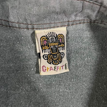 Load image into Gallery viewer, Vintage 90's Graffiti Made in Thailand Grey Western Style Long Sleeve Cotton Shirt