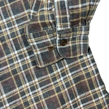 Load image into Gallery viewer, Vintage Basic Concept Brown Grey White Plaid Check Long Sleeve Cotton Flannel Shirt