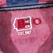 Load image into Gallery viewer, Early 00's DEAL Washed Red Blue Colour Block Striped 1/4 Button Short Sleeve Cotton Deck Shirt