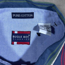 Load image into Gallery viewer, Vintage 90's Bugle Boy Classics Multi Colour Striped Cotton Short Sleeve Button-Up Shirt