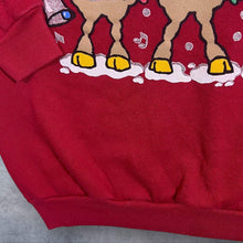 Load image into Gallery viewer, Vintage Tultex Christmas Reindeer Festive Cartoon Graphic Red Sweatshirt