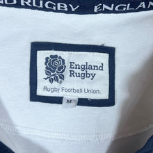 Load image into Gallery viewer, ENGLAND RUGBY Classic Embroidered Mini Logo White Open Collar Long Sleeve Polo Shirt