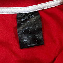 Load image into Gallery viewer, Adidas Classic Three Stripe Mini Spellout Polyester Red Short Sleeve T-Shirt