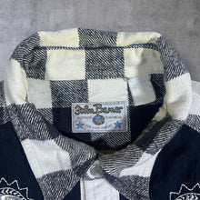 Load image into Gallery viewer, Vintage John Baner Cowboy Western Black White Plaid Check Long Sleeve Flannel Shirt