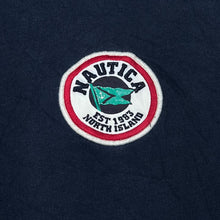 Load image into Gallery viewer, Early 00’s NAUTICA Colour Block Embroidered Spellout 1/4 Button Pullover Hoodie