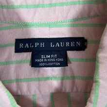 Load image into Gallery viewer, RALPH LAUREN "Slim Fit" Mini Logo Pink Green Striped Long Sleeve Button-Up Shirt