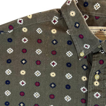 Load image into Gallery viewer, Vintage Natural Issue Khaki Green Patterned Long Sleeve Button-Up Cotton Shirt
