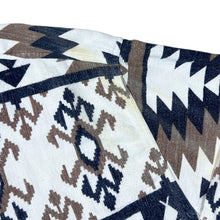 Load image into Gallery viewer, Vintage 90's Aztec Crazy Abstract Patterned White Navy Brown Long Sleeve Flannel Shirt