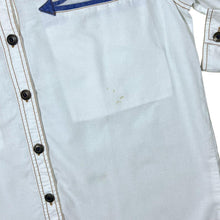 Load image into Gallery viewer, Vintage Casual Wear Cowboy Western White Blue Cotton Long Sleeve Shirt