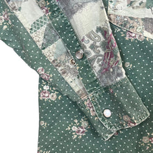 Load image into Gallery viewer, Vintage Cherokee Jeans Floral Patterned Green Cowboy Western Long Sleeve Shirt