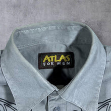 Load image into Gallery viewer, Atlas For Men Cowboy Western Eagle Graphic Grey Long Sleeve Cotton Shirt
