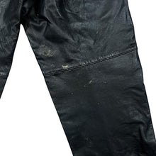Load image into Gallery viewer, Vintage TOFF LONDON Made In Brazil Genuine Real Black Leather Motorcycle Trousers