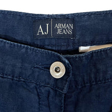 Load image into Gallery viewer, Early 00's ARMANI JEANS AJ Classic Navy Bue 100% Linen Wide Leg Trousers