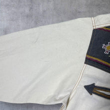 Load image into Gallery viewer, Vintage DeSigner's Club Cowboy Western Embroidered Cream Grey Cotton Long Sleeve Shirt