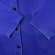 Load image into Gallery viewer, Vintage French Chore Worker Style Blue Cotton Button Distressed Jacket