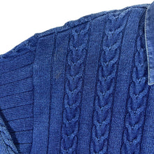 Load image into Gallery viewer, Vintage BLUE WILLI'S Made In Denmark Cable Knit Denim Collared Button Cardigan Jumper