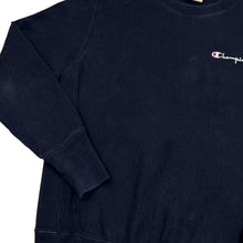 Load image into Gallery viewer, Champion Reverse Weave Embroidered Mini Spellout Logo Navy Blue Sweatshirt
