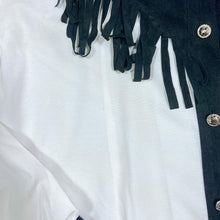 Load image into Gallery viewer, Vintage Cowboy Western Style Tasselled White Black Long Sleeve Shirt