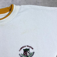 Load image into Gallery viewer, Vintage 90's Clubwear Tradition Embroidered Crest Logo White Yellow Waffle Sweatshirt