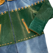 Load image into Gallery viewer, Vintage 90's FASHION INC Cowboy Western Style Genuine Real Suede Leather Colour Block Bomber Jacket