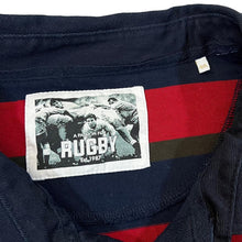 Load image into Gallery viewer, Early 00&#39;s COTTON TRADERS RUGBY Embroidered Bulldog Striped Long Sleeve Rugby Polo Shirt
