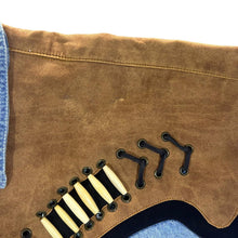 Load image into Gallery viewer, Vintage RIVERGOLD Leather Effect Panel Cowboy Western Long Sleeve Blue Denim Shirt