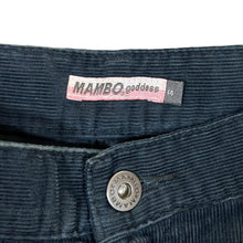 Load image into Gallery viewer, Early 00's MAMBO GODDESS Y2K Surfer Skater Dark Blue Corduroy Cord Mini Skirt