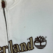 Load image into Gallery viewer, TIMBERLAND Embroidered Logo Spellout White Zip Sweatshirt Top