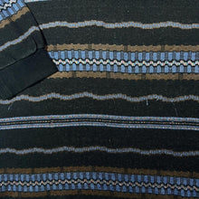Load image into Gallery viewer, Vintage 90's Crazy Abstract Patterned Black Brown Blue Long Sleeve Polo Shirt
