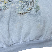 Load image into Gallery viewer, Vintage 90's ESSENTIAL NEEDS Snowy Winter Village Scene Graphic Double Collared Sweatshirt