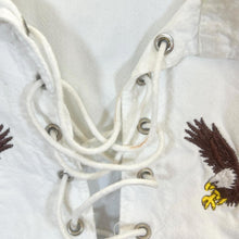 Load image into Gallery viewer, Vintage Running Bear Embroidered Eagle Cowboy Western Tassel Lace-Up Smock Shirt