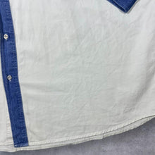 Load image into Gallery viewer, Vintage John F. Gee Cowboy Western Embroidered Blue Denim Cream Long Sleeve Shirt