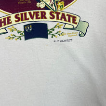 Load image into Gallery viewer, Early 00's NEVADA "The Silver State" Map Souvenir Spellout Graphic Cream T-Shirt