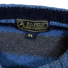 Load image into Gallery viewer, P.G.FIELD Multi Striped Pure New Wool Elbow Patch Knit Sweater Jumper